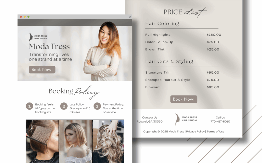Digital Marketing Agency Landing Page for Hair Stylist